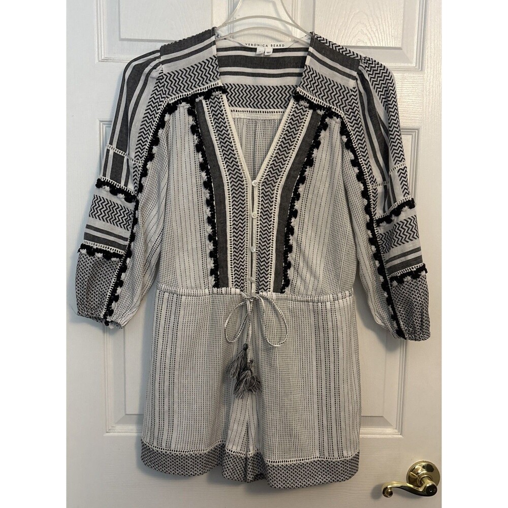 EUC Veronica Beard Bayleise Long Sleeve Cover-Up Romper Luxury Retail $378 Sz S